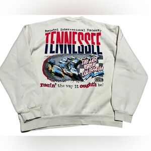 NASCAR Men's Crewneck Sweater‎ graphic sweatshirt cream ivory size XL Bristol